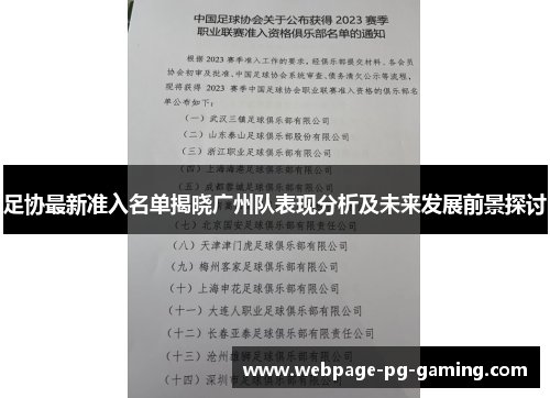 足协最新准入名单揭晓广州队表现分析及未来发展前景探讨