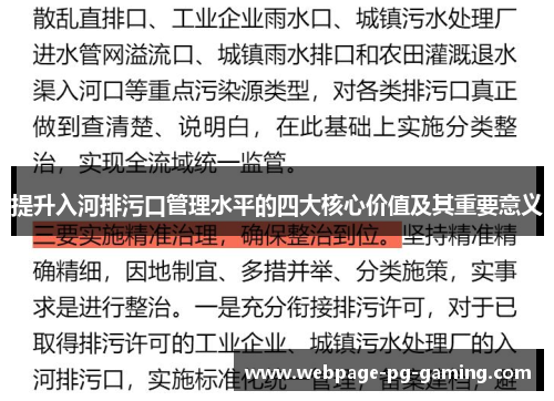 提升入河排污口管理水平的四大核心价值及其重要意义