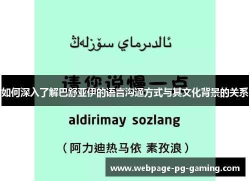 如何深入了解巴舒亚伊的语言沟通方式与其文化背景的关系